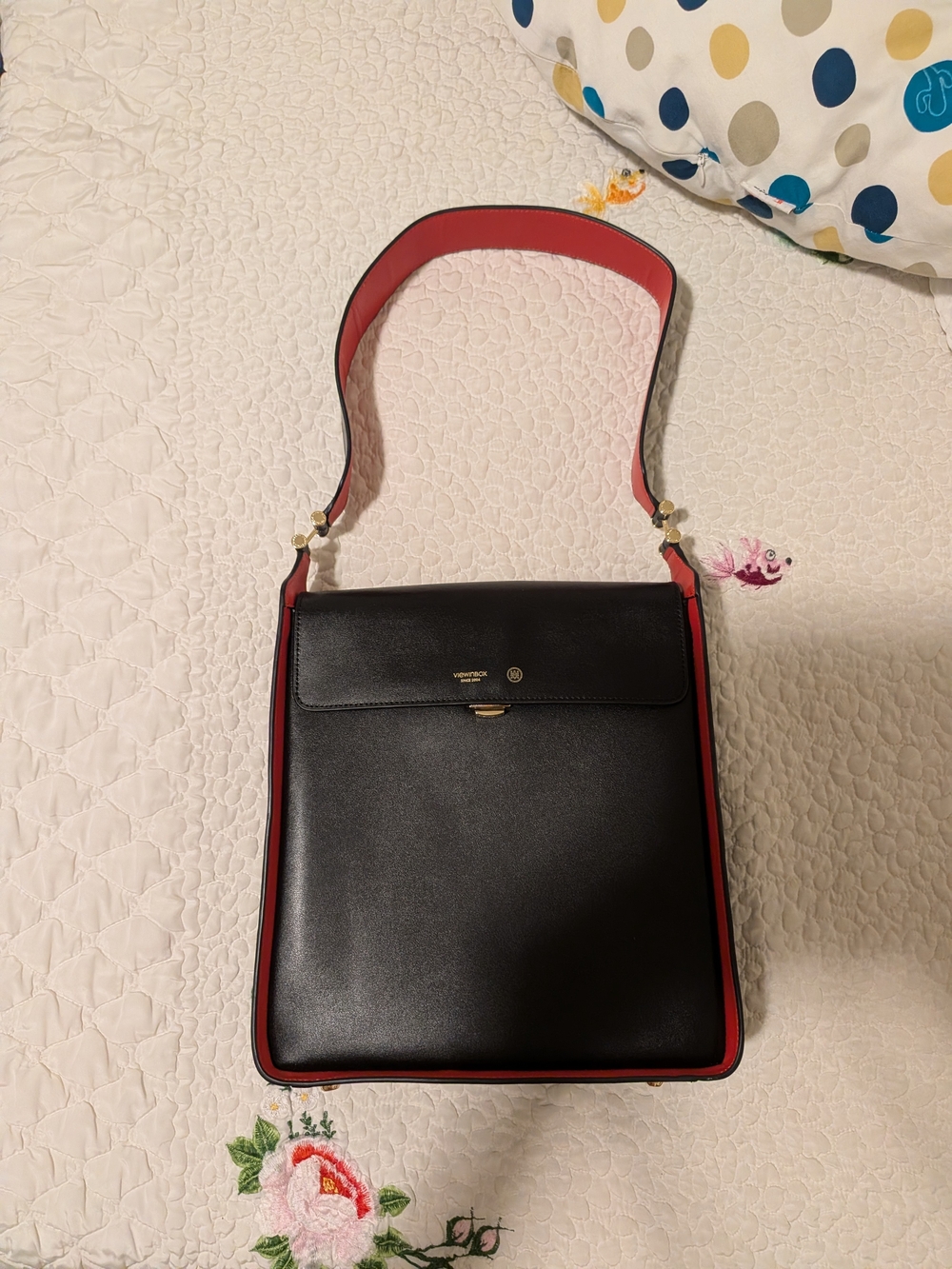Black and Red Structured Shoulder Bag